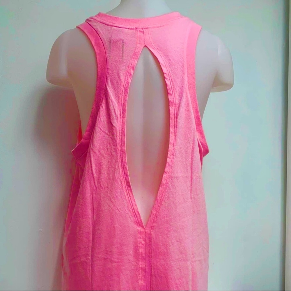 PINK Victoria's Secret Slit Racerback Pink Tank w/ Neon Coral Logo